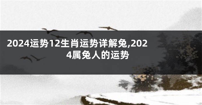 2024运势12生肖运势详解兔,2024属兔人的运势