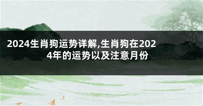 2024生肖狗运势详解,生肖狗在2024年的运势以及注意月份