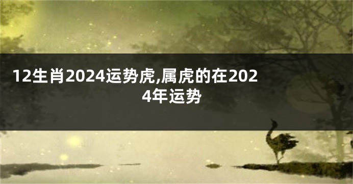 12生肖2024运势虎,属虎的在2024年运势