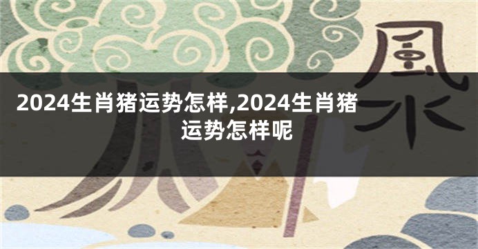 2024生肖猪运势怎样,2024生肖猪运势怎样呢