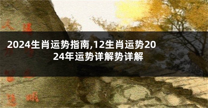 2024生肖运势指南,12生肖运势2024年运势详解势详解