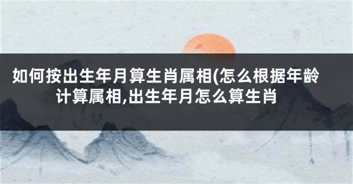如何按出生年月算生肖属相(怎么根据年龄计算属相,出生年月怎么算生肖