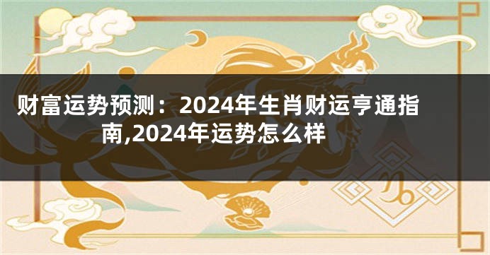 财富运势预测：2024年生肖财运亨通指南,2024年运势怎么样