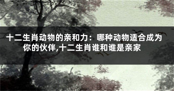 十二生肖动物的亲和力：哪种动物适合成为你的伙伴,十二生肖谁和谁是亲家