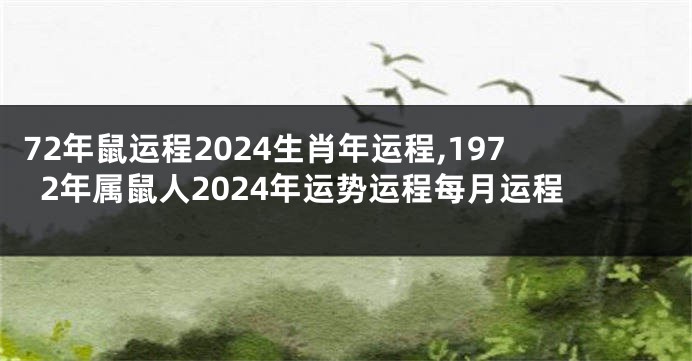 72年鼠运程2024生肖年运程,1972年属鼠人2024年运势运程每月运程