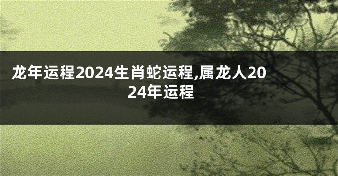 龙年运程2024生肖蛇运程,属龙人2024年运程