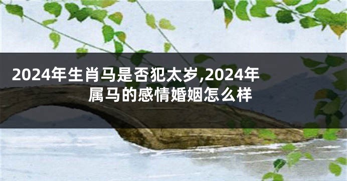 2024年生肖马是否犯太岁,2024年属马的感情婚姻怎么样
