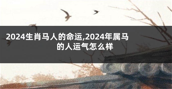 2024生肖马人的命运,2024年属马的人运气怎么样