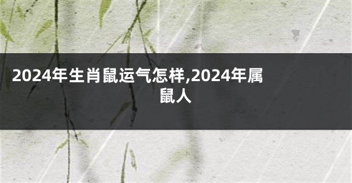 2024年生肖鼠运气怎样,2024年属鼠人
