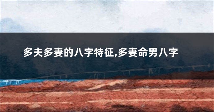 多夫多妻的八字特征,多妻命男八字