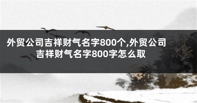 外贸公司吉祥财气名字800个,外贸公司吉祥财气名字800字怎么取