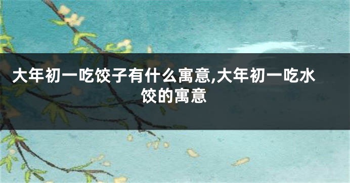 大年初一吃饺子有什么寓意,大年初一吃水饺的寓意