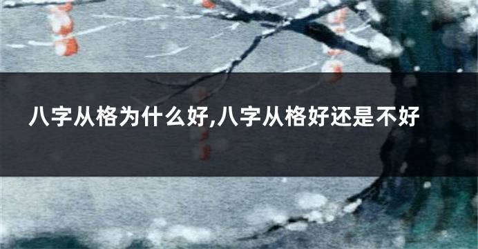 八字从格为什么好,八字从格好还是不好