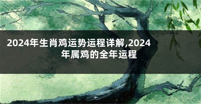 2024年生肖鸡运势运程详解,2024年属鸡的全年运程