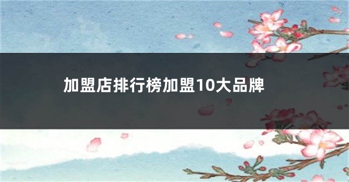 加盟店排行榜加盟10大品牌