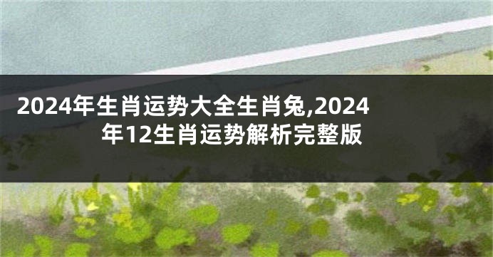 2024年生肖运势大全生肖兔,2024年12生肖运势解析完整版
