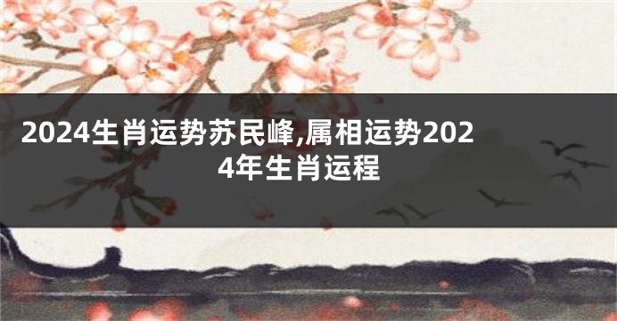 2024生肖运势苏民峰,属相运势2024年生肖运程