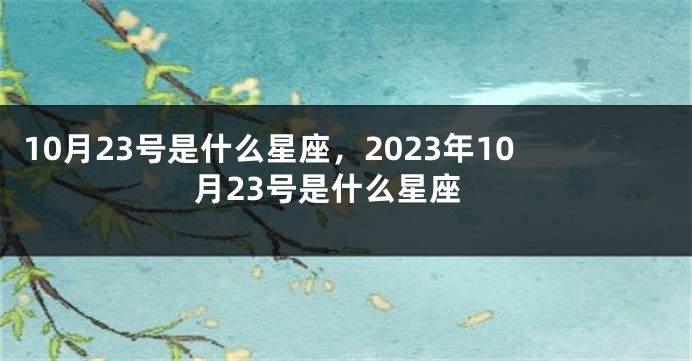 10月23号是什么星座，2023年10月23号是什么星座