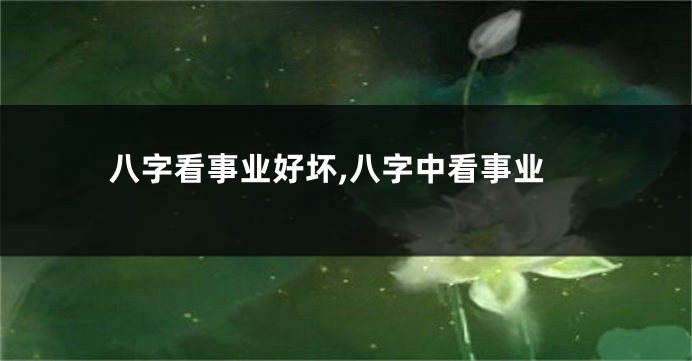 八字看事业好坏,八字中看事业
