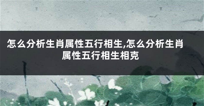 怎么分析生肖属性五行相生,怎么分析生肖属性五行相生相克