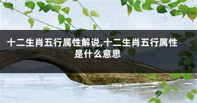 十二生肖五行属性解说,十二生肖五行属性是什么意思