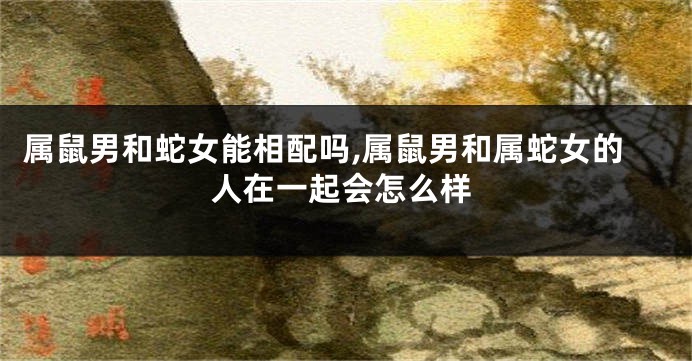 属鼠男和蛇女能相配吗,属鼠男和属蛇女的人在一起会怎么样