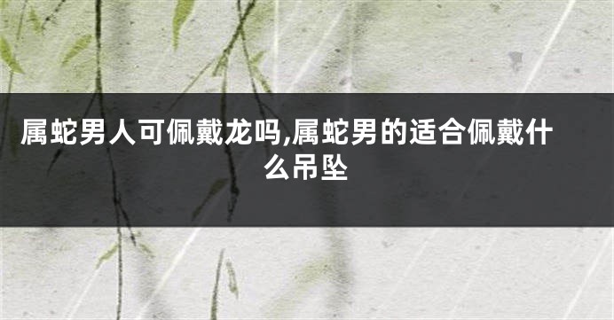 属蛇男人可佩戴龙吗,属蛇男的适合佩戴什么吊坠