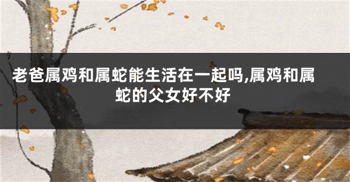 老爸属鸡和属蛇能生活在一起吗,属鸡和属蛇的父女好不好