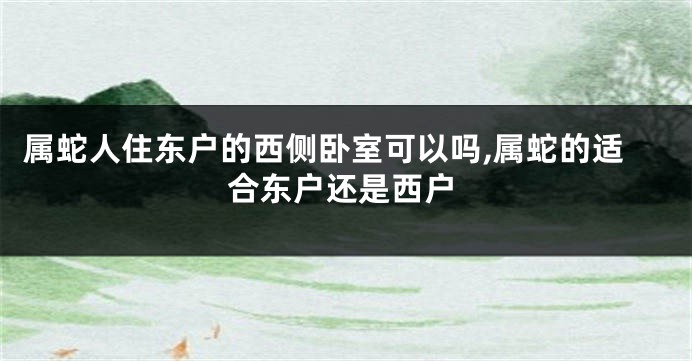 属蛇人住东户的西侧卧室可以吗,属蛇的适合东户还是西户