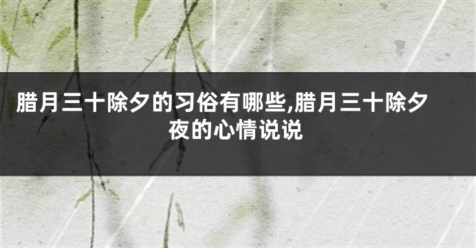 腊月三十除夕的习俗有哪些,腊月三十除夕夜的心情说说