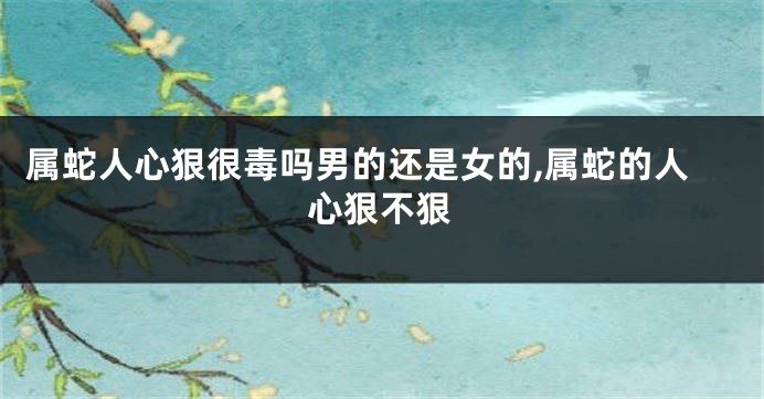 属蛇人心狠很毒吗男的还是女的,属蛇的人心狠不狠