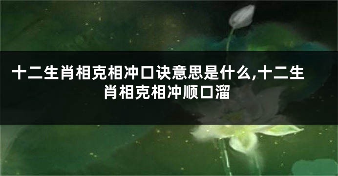 十二生肖相克相冲口诀意思是什么,十二生肖相克相冲顺口溜