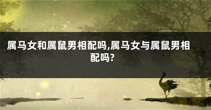 属马女和属鼠男相配吗,属马女与属鼠男相配吗?