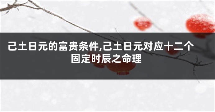 己土日元的富贵条件,己土日元对应十二个固定时辰之命理