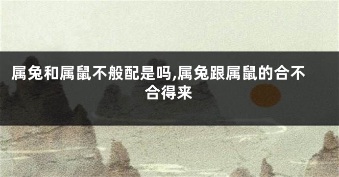 属兔和属鼠不般配是吗,属兔跟属鼠的合不合得来