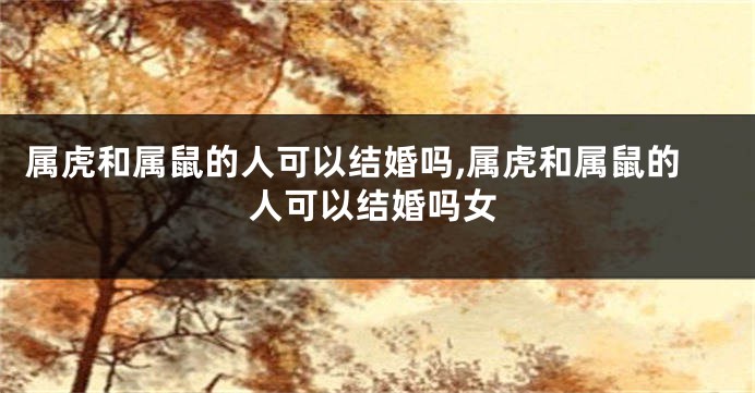 属虎和属鼠的人可以结婚吗,属虎和属鼠的人可以结婚吗女