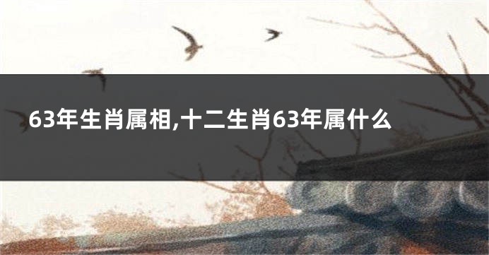 63年生肖属相,十二生肖63年属什么
