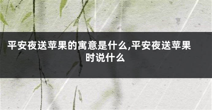 平安夜送苹果的寓意是什么,平安夜送苹果时说什么