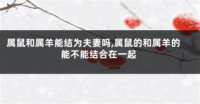 属鼠和属羊能结为夫妻吗,属鼠的和属羊的能不能结合在一起