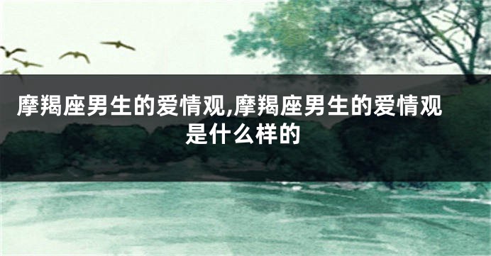 摩羯座男生的爱情观,摩羯座男生的爱情观是什么样的