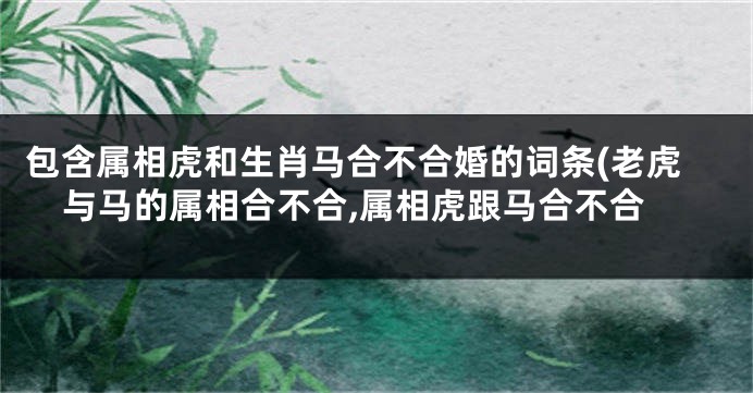 包含属相虎和生肖马合不合婚的词条(老虎与马的属相合不合,属相虎跟马合不合