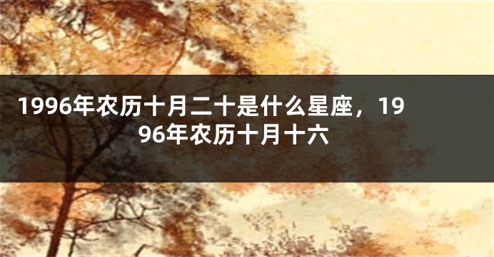 1996年农历十月二十是什么星座，1996年农历十月十六