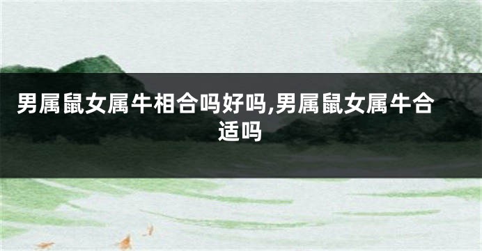 男属鼠女属牛相合吗好吗,男属鼠女属牛合适吗