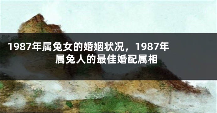 1987年属兔女的婚姻状况，1987年属兔人的最佳婚配属相