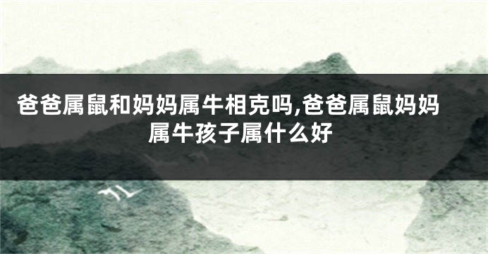 爸爸属鼠和妈妈属牛相克吗,爸爸属鼠妈妈属牛孩子属什么好