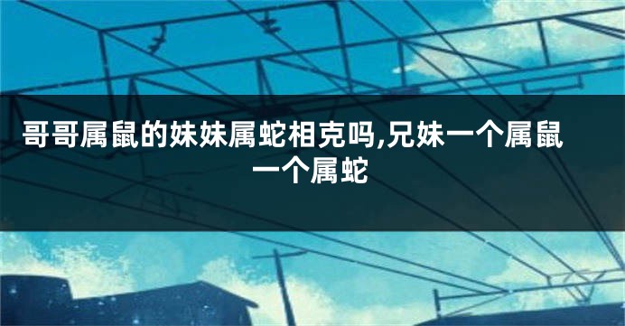 哥哥属鼠的妹妹属蛇相克吗,兄妹一个属鼠一个属蛇