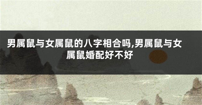 男属鼠与女属鼠的八字相合吗,男属鼠与女属鼠婚配好不好