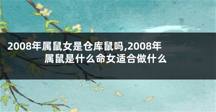 2008年属鼠女是仓库鼠吗,2008年属鼠是什么命女适合做什么