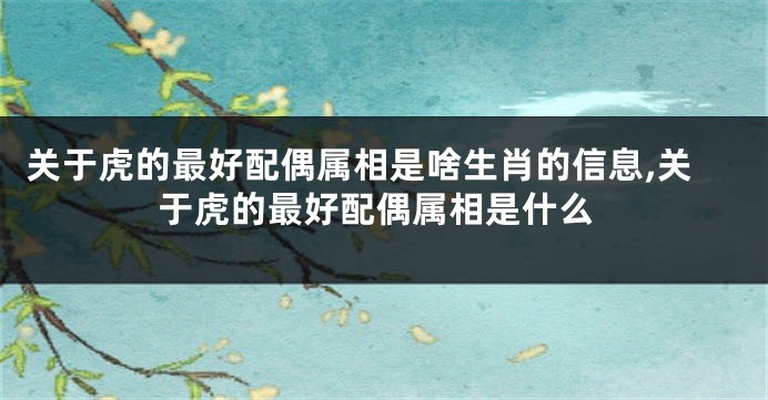 关于虎的最好配偶属相是啥生肖的信息,关于虎的最好配偶属相是什么