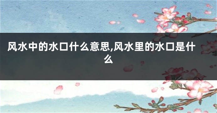 风水中的水口什么意思,风水里的水口是什么